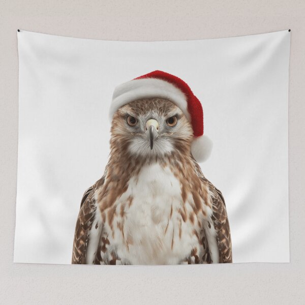 Item preview, Christmas Hawk with Santa Hat designed and sold by LazyOwlStore.