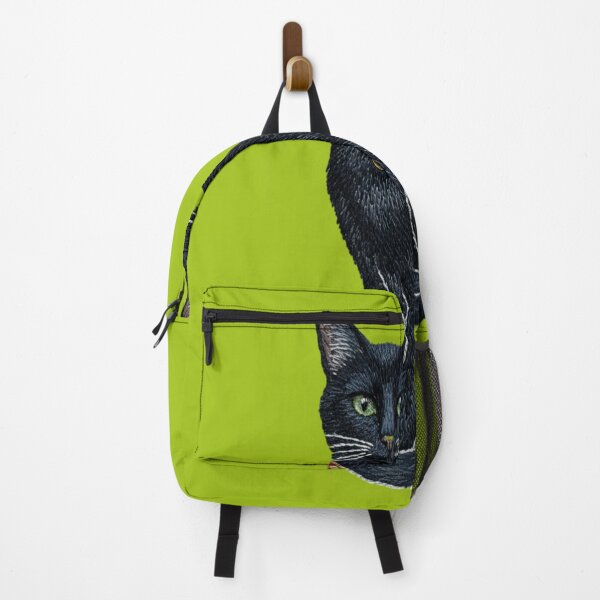 Item preview, Charming Black Cat: Elegant Embroidery with Sparkling Green Eyes designed and sold by BrahimRH.