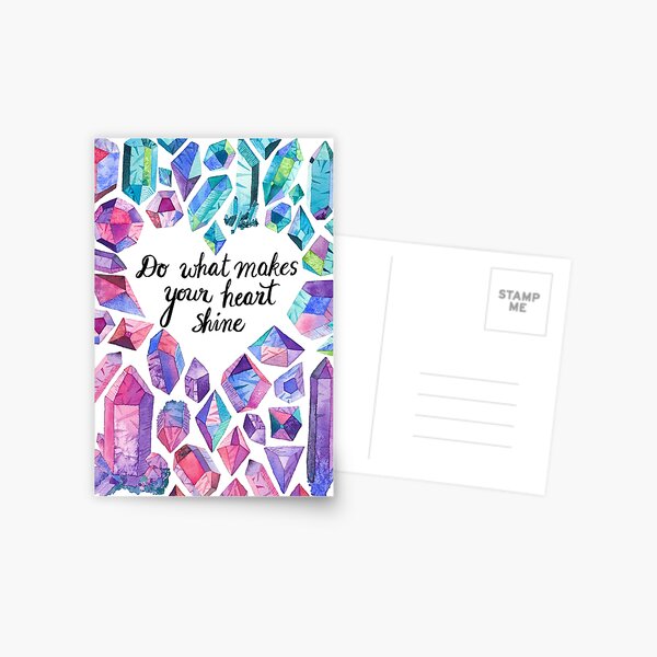 Inspiring quote with colourful crystals Postcard