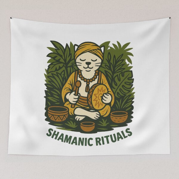 Item preview, Shamanic Cat – Yoga & Spiritual Graphic designed and sold by ZenCatZone.