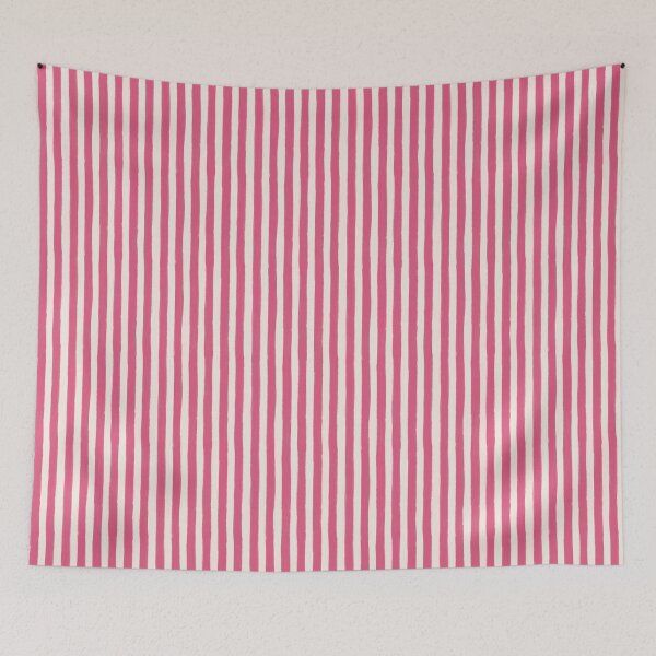 Item preview, Painterly rough edge textured narrow fuchsia pink and cream vertical stripes  designed and sold by PrettywithColor.