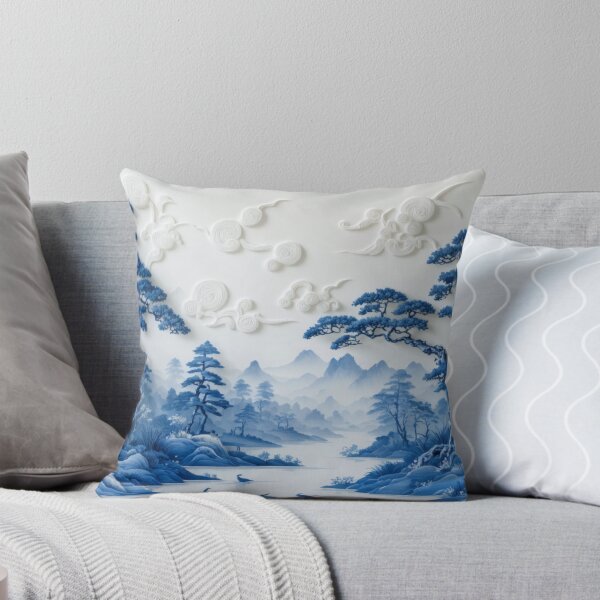 Item preview, Willow Pattern 3D-effect Landscape Japanese Inspired designed and sold by NickWhittleArt.