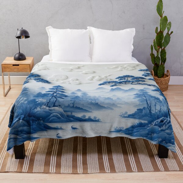 Item preview, Willow Pattern 3D-effect Landscape Japanese Inspired designed and sold by NickWhittleArt.