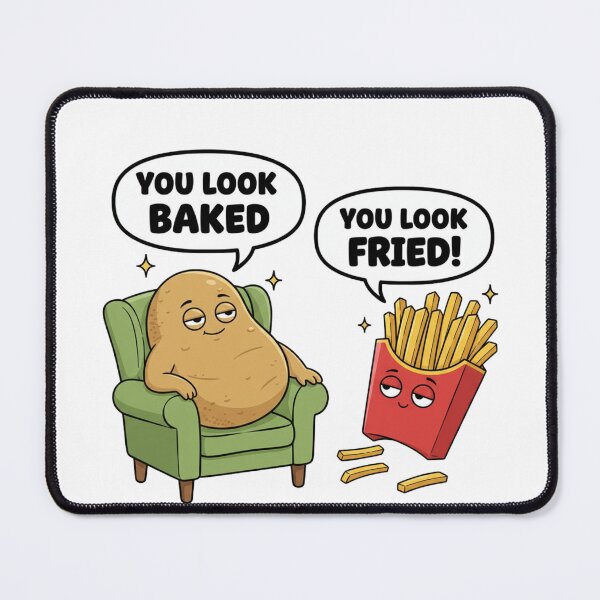 Item preview, You Look Baked You Look Fried Funny Potato & French Fries Cartoon Food Pun Humor T-Shirt designed and sold by Omarmadani.