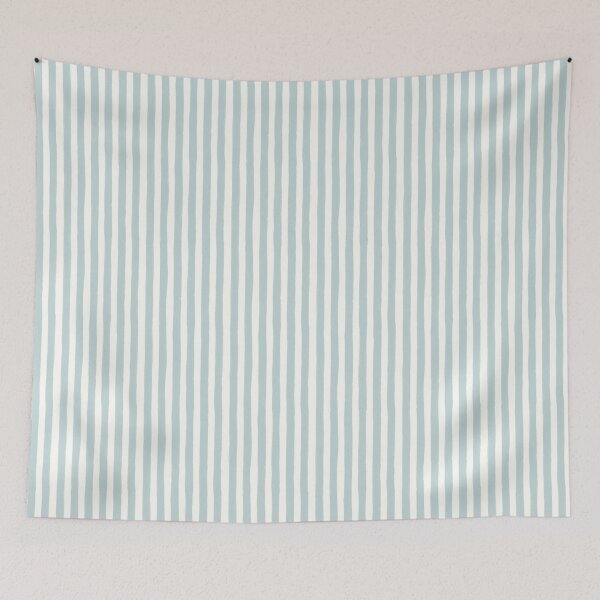 Item preview, Soft blue and white coastal feel painterly narrow vertical stripes  designed and sold by PrettywithColor.
