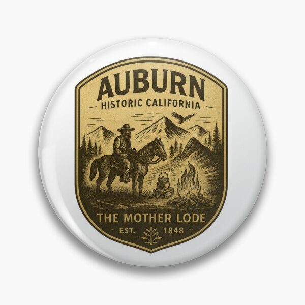 Item preview, Auburn California – Vintage Prospectors Camp Badge (Est. 1848) designed and sold by The Sierra Mountain Corner.