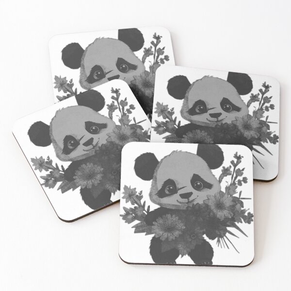 Item preview, Cute Baby Panda Holding Flowers designed and sold by kinpirks.