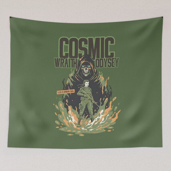 Item preview, Cosmic Wraith Odyssey - Sci-Fi Horror Saga Retro Poster designed and sold by AwesomeBeyondLimits.