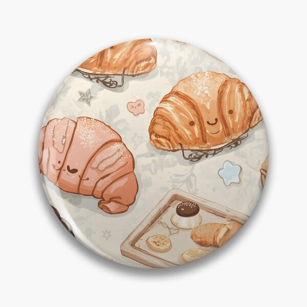 Item preview, Kawaii Croissants and Baked Goods Cozy Brown Pattern designed and sold by MoonlitDoodles1.