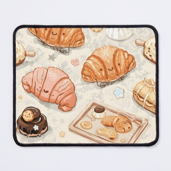 Item preview, Kawaii Croissants and Baked Goods Cozy Brown Pattern designed and sold by MoonlitDoodles1.