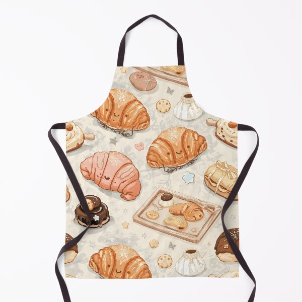 Item preview, Kawaii Croissants and Baked Goods Cozy Brown Pattern designed and sold by MoonlitDoodles1.