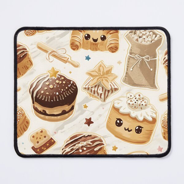 Item preview, Kawaii Croissants and Cozy Tea Treats Pastel Baking Pattern designed and sold by MoonlitDoodles1.