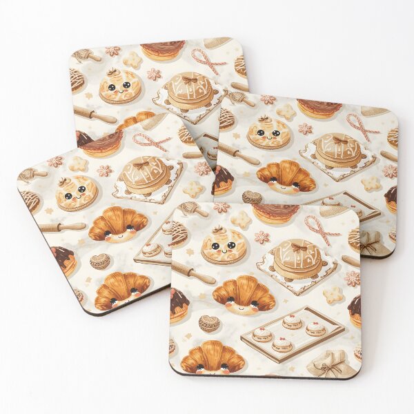 Item preview, Charming Kawaii Baking Treats and Rustic Kitchen Pattern designed and sold by MoonlitDoodles1.