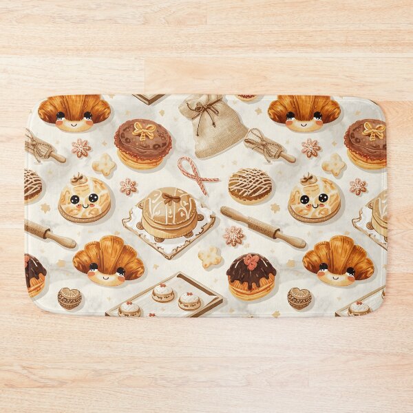 Item preview, Charming Kawaii Baking Treats and Rustic Kitchen Pattern designed and sold by MoonlitDoodles1.
