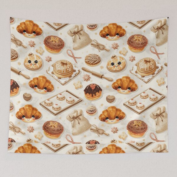 Item preview, Charming Kawaii Baking Treats and Rustic Kitchen Pattern designed and sold by MoonlitDoodles1.