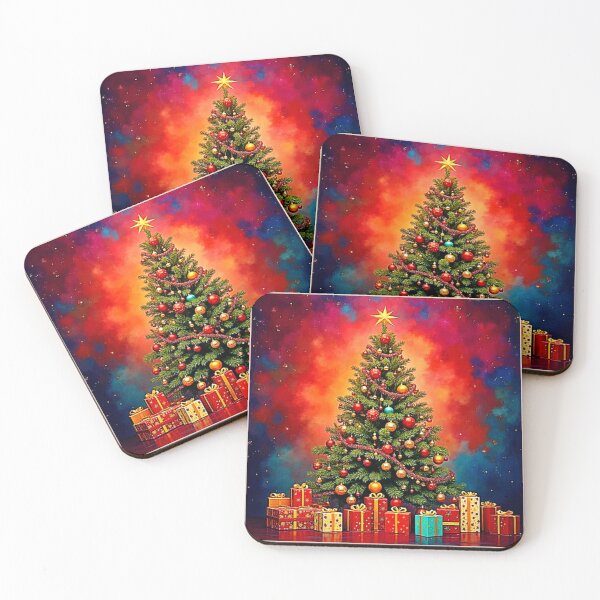 Item preview, Festive Christmas Tree and Gifts Art designed and sold by Health And Fitness Posts e-Store.