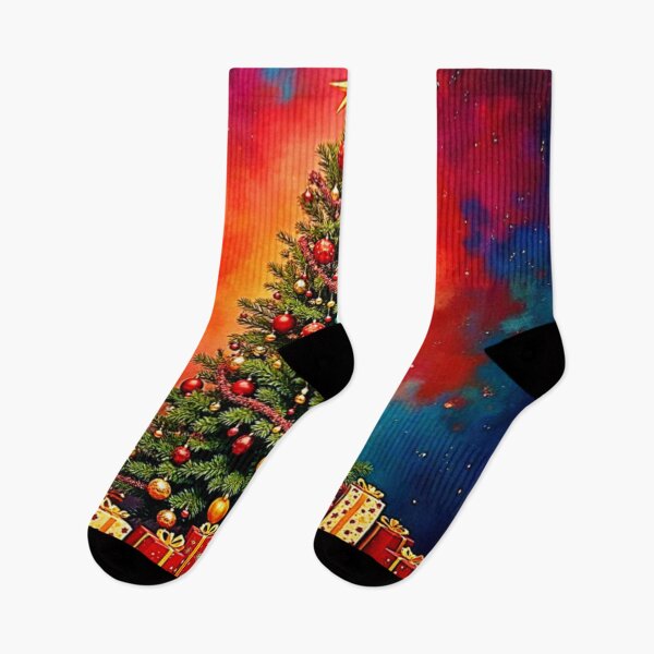 Item preview, Festive Christmas Tree and Gifts Art designed and sold by Health And Fitness Posts e-Store.