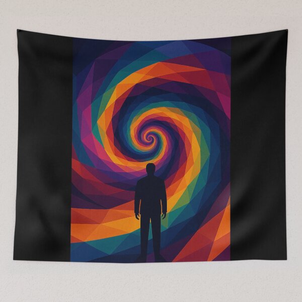 Item preview, Hypnotic Portal of Consciousness | Unique Owlic Colorful Cubist Spiral of Awakening | Geometric Fibonacci Optical Illusion Cubism Art Design designed and sold by Owlic.artwear.