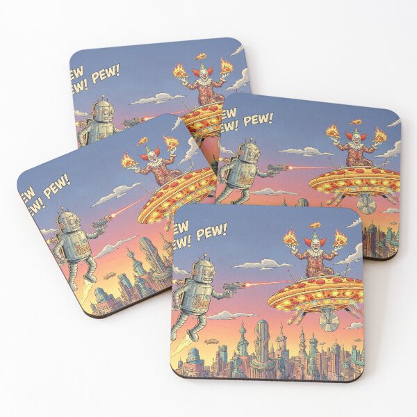 Item preview, Robotic Assault on Pizza Clown Saucer designed and sold by Skullet-Designs.