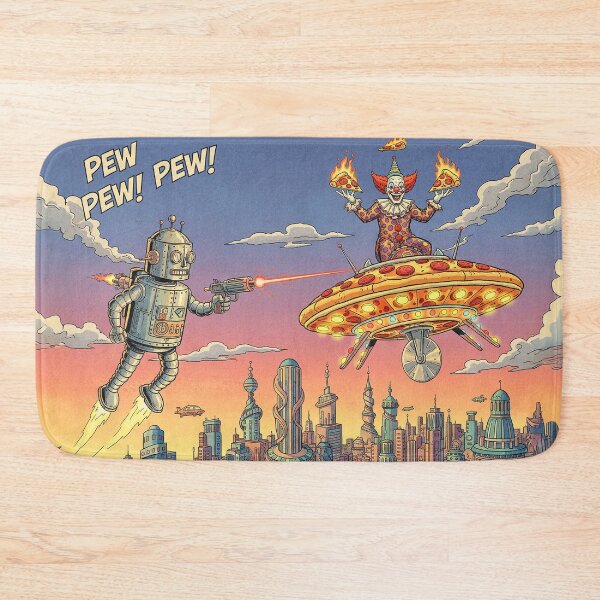 Item preview, Robotic Assault on Pizza Clown Saucer designed and sold by Skullet-Designs.