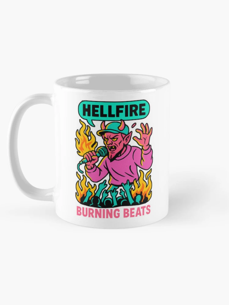 Thumbnail 5 of 6, Coffee Mug, Textured Hellfire Rapper Devil designed and sold by SholoStudio.