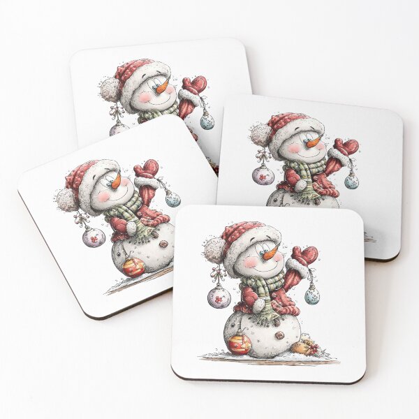 Item preview, Cheerful Snowman with Ornaments and Mittens designed and sold by QuietBloom80.