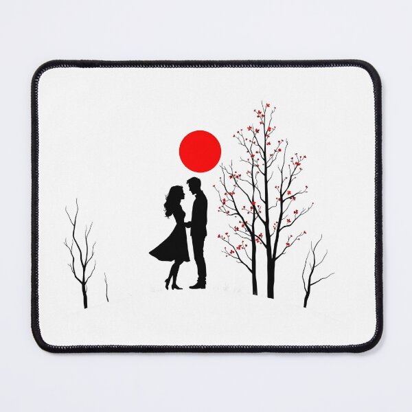 Artikelvorschau, Minimalistische romantische Paarsilhouette, Liebesszene in der roten Sonne entworfen und verkauft von simaso.