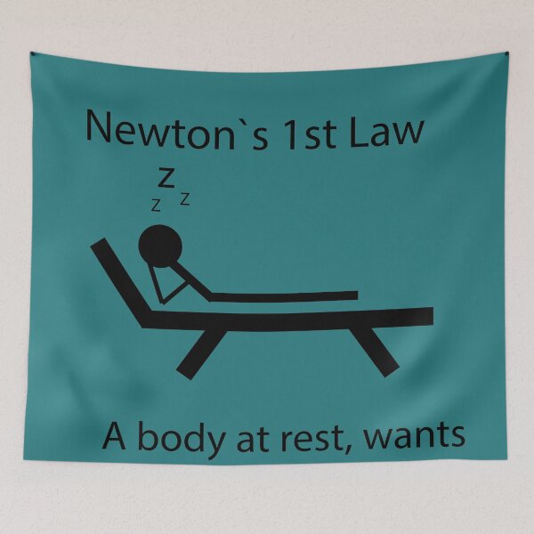 Item preview, Newton’s First Law Funny Design – Body at Rest Lazy Illustration | Physics Humor designed and sold by sciencefacts.