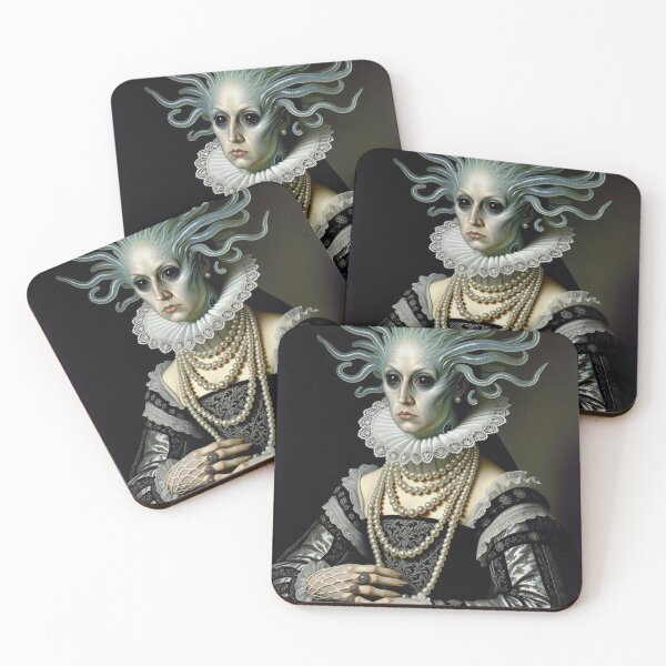 Item preview, Maria Von EctoTen'tacles a creepy citizen of Innsmouth lovecraftian Deep Ones painting horror art designed and sold by Vintage Designs +.