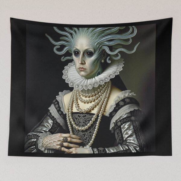 Item preview, Maria Von EctoTen'tacles a creepy citizen of Innsmouth lovecraftian Deep Ones painting horror art designed and sold by Vintage Designs +.