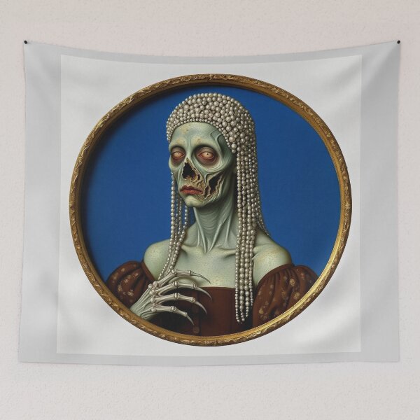 Item preview, Lady Rotte'nmouth Fi'shc'heeks a creepy citizen of Innsmouth lovecraftian Deep Ones painting horror art designed and sold by Vintage Designs +.