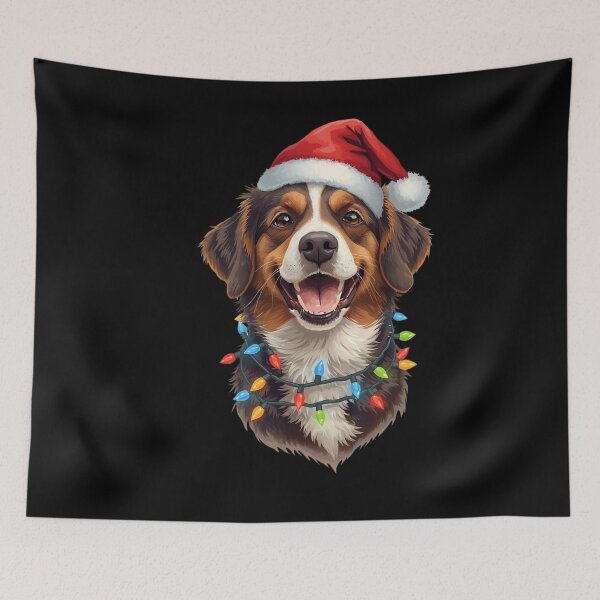 Item preview, Funny Dog in Santa Hat with Christmas Lights | Pet Mom Dad Gif designed and sold by Design_Your_Day.