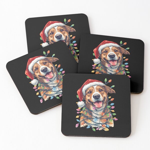 Item preview, Funny Dog in Santa Hat with Christmas Lights | Pet Mom Dad Gif designed and sold by Design_Your_Day.