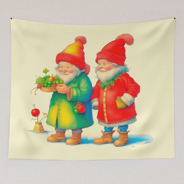 Item preview, Christmas Vintage Design Scandinavian Style Two Father Christmas Tompte designed and sold by LanaGustavsson.