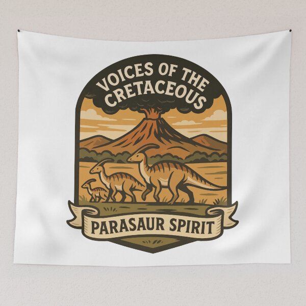 Item preview, Parasaur Spirit – Voices of the Cretaceous Dinosaur Art designed and sold by WildlifeInc.