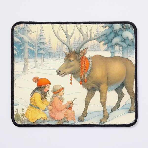 Item preview, Two Girls Meet A Deer In The Winter Forest designed and sold by LanaGustavsson.
