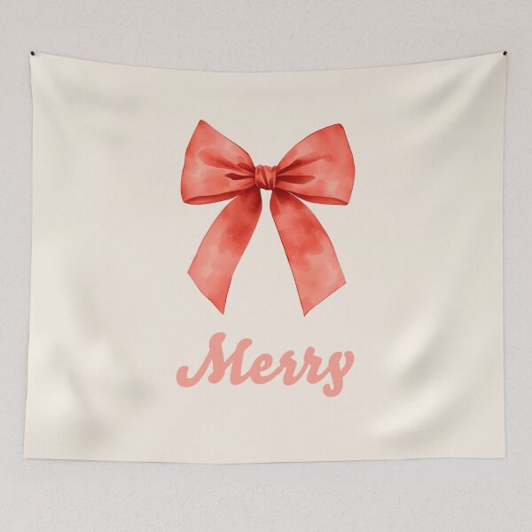 Item preview, Watercolor Pink Merry Christmas Ribbon Minimalist Design designed and sold by ElizabethCoelho.