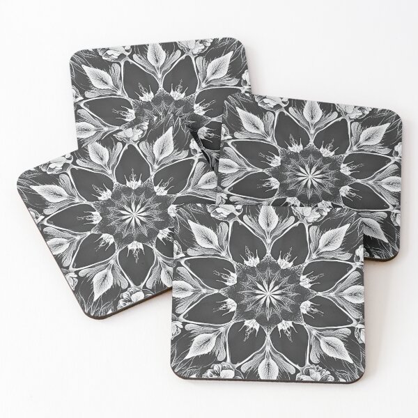 Item preview, BLOOM - Black & White Floral Aesthetic #140a Kaleidography | Nature Photography Symmetry Art Fusion - ashrawArt designed and sold by ashrawArt Designer Boutique Art.