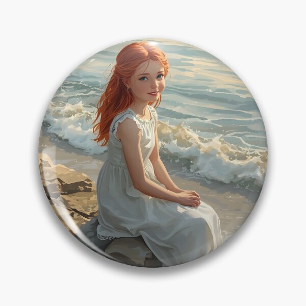 Item preview, Sunset Glow – Girl on Rock Watching the Sea Painting designed and sold by Valeree Store.