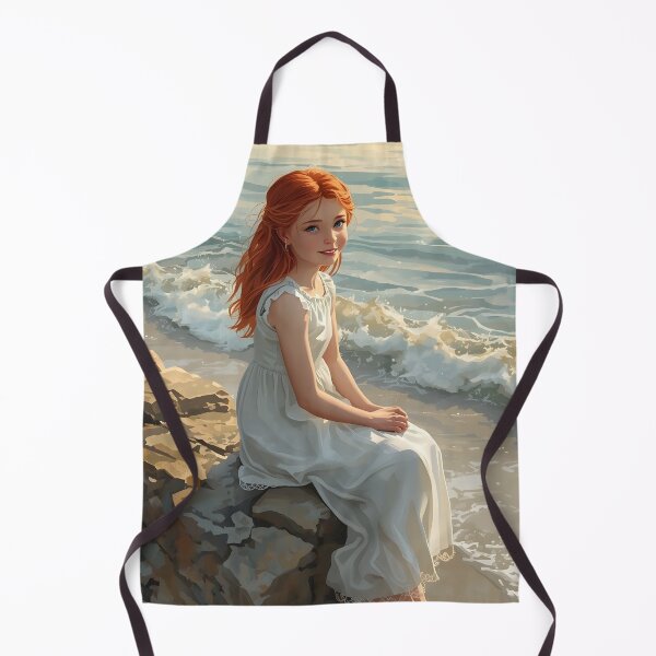 Item preview, Sunset Glow – Girl on Rock Watching the Sea Painting designed and sold by Valeree Store.