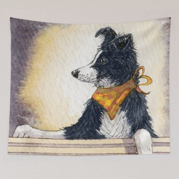 Item preview, Border collie dog posing in the window - he knows he looks cool designed and sold by SusanAlisonArt.