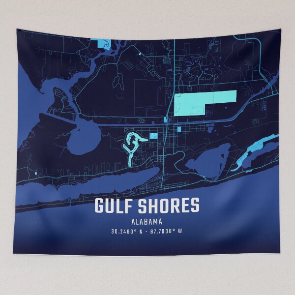 Item preview, Gulf Shores Midnight City Map designed and sold by HomeLivingCo.