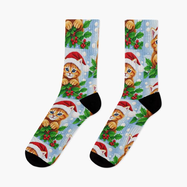 Item preview, Cute Santa Cat Cross Stitch Embroidery – Handmade Christmas Pattern designed and sold by MiraLumeStudio.