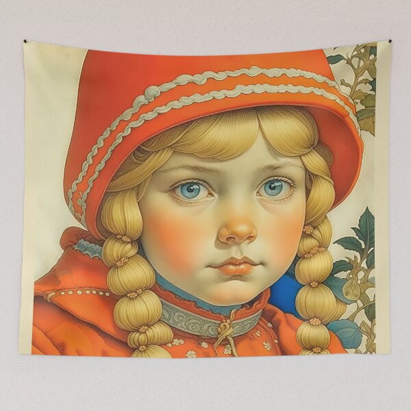 Item preview, Christmas Vintage Design In Scandinavian Style A Little Girl In The Winter Forest designed and sold by LanaGustavsson.