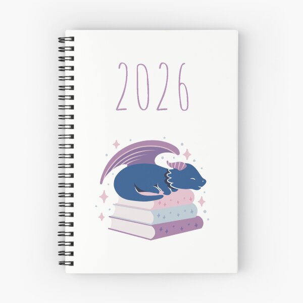 Item preview, cute dragon on a pile of books 2026 planner designed and sold by winterpumpkin.