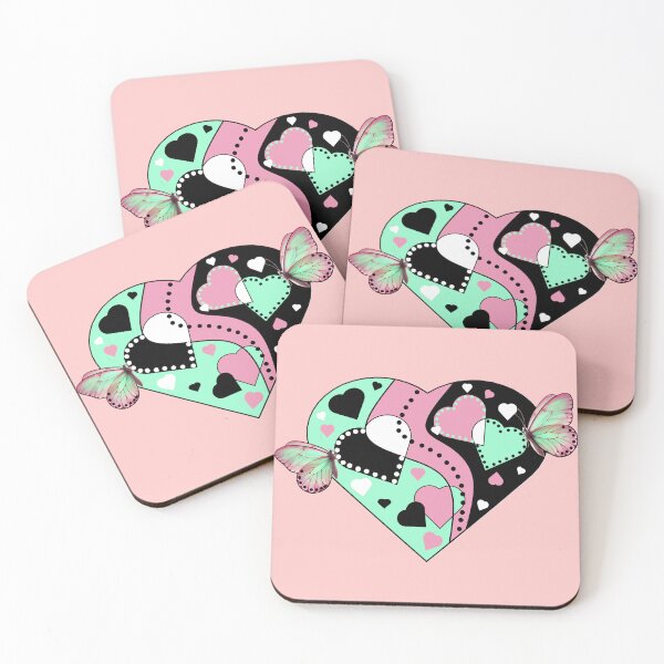 Item preview, Hearts - Pink and Green Hearts and Butterflies - Love Image designed and sold by ABG Inspirational Art.
