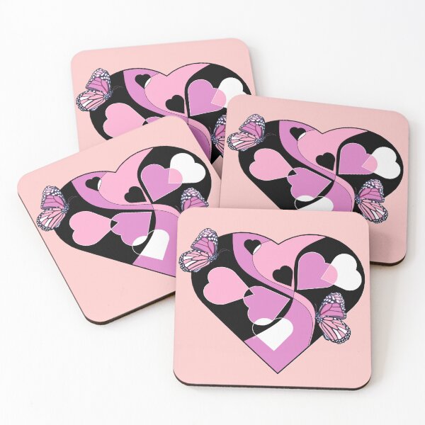Item preview, Hearts - Pink Hearts and Butterflies - Love Image designed and sold by ABG Inspirational Art.