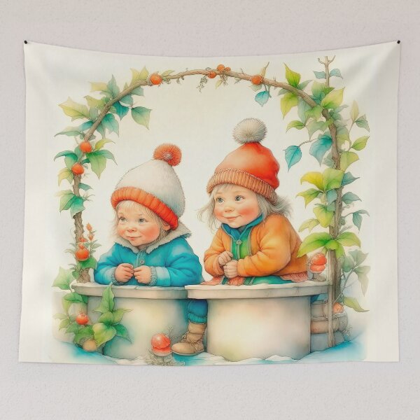 Item preview, Christmas Vintage Design In Scandinavian Style With Two Children designed and sold by LanaGustavsson.