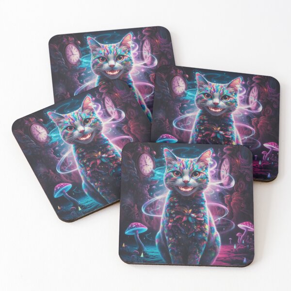 Item preview, Psychedelic cat with mushrooms and vortices designed and sold by FusiTink.