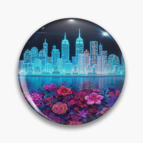 Item preview, Neon Glow Floral Skyline designed and sold by shaang.